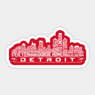 Detroit Hockey Team All Time Legends, Detroit City Skyline Sticker